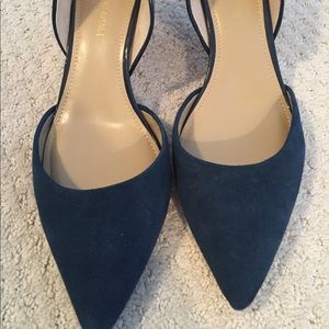 Navy Blue Saks Fifth Avenue Kitten Heel Pumps